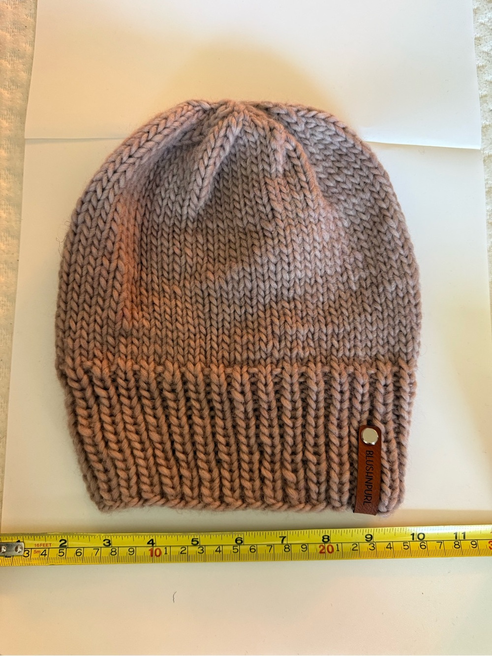 Hand knit Blush Pink Knit Beanie 100% Peruvian wool